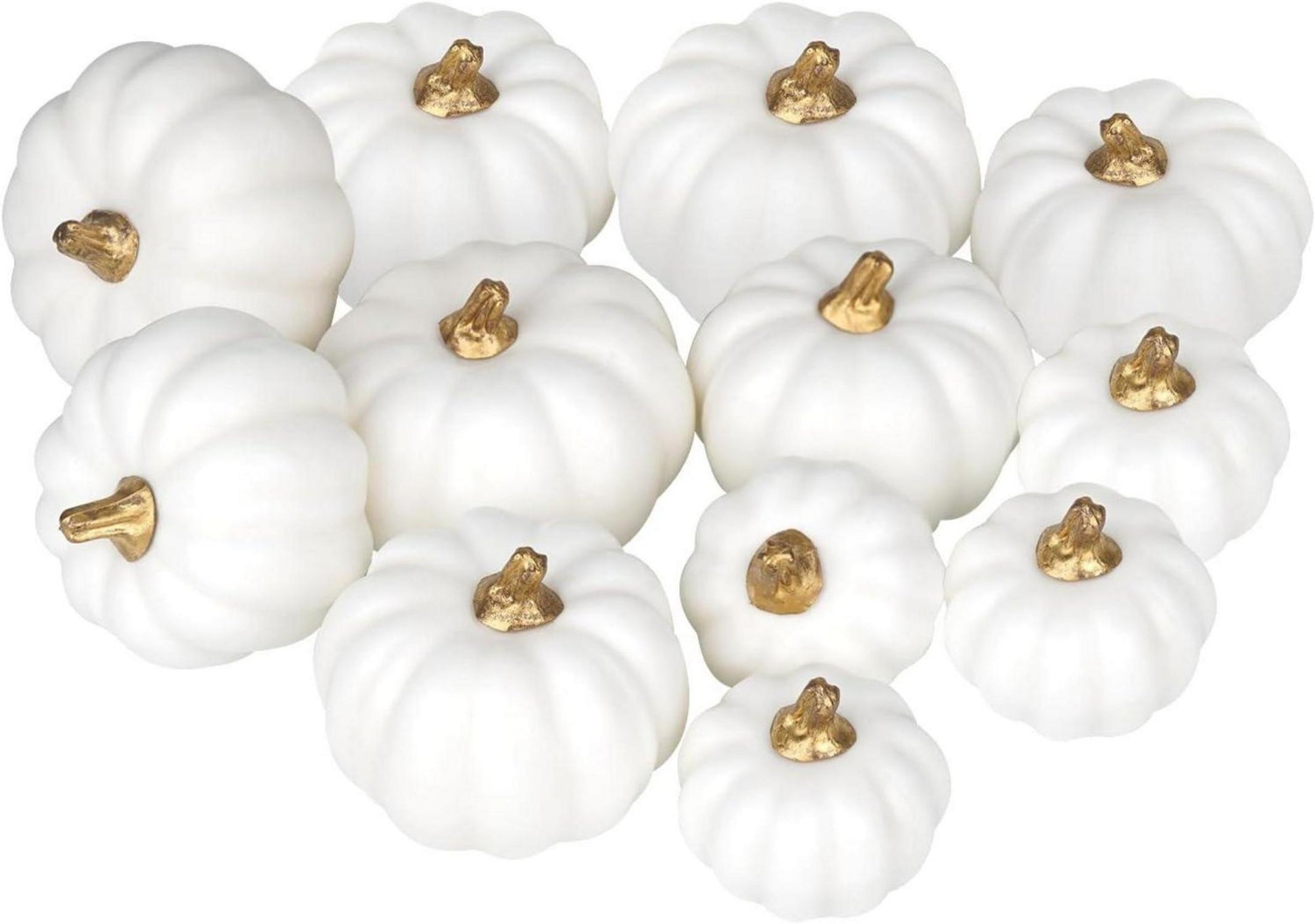 12x Weiße Kürbisse Set für Herbst Halloween Thanksgiving