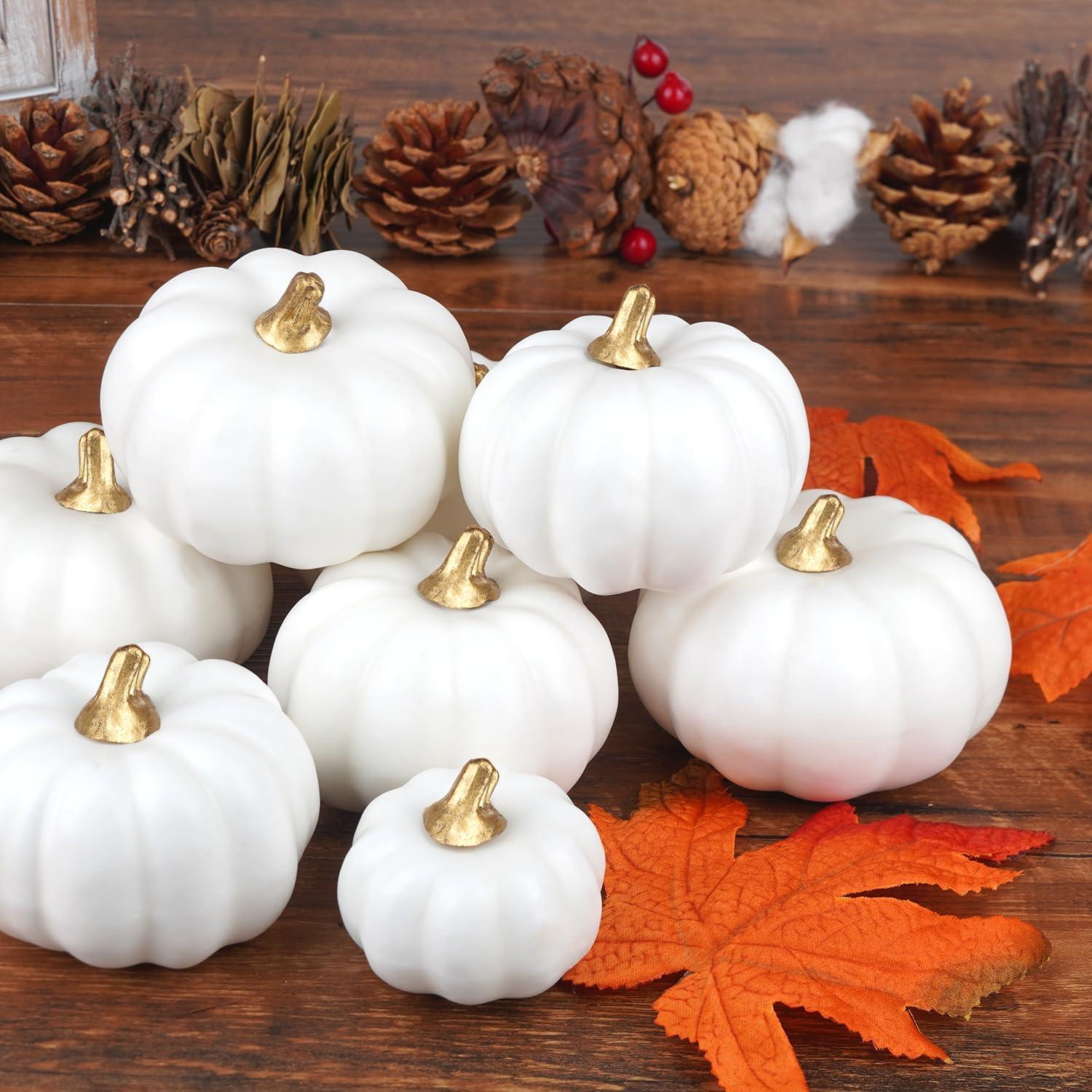 Miaikoe Künstliche Kürbisse 12-teilig Herbst Halloween Dekor