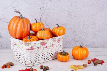 8 Stück Ernte Weiße Kürbisse für Herbst Dekorationen