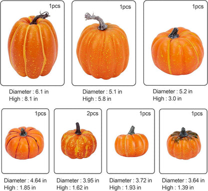 8er Set Weiße Künstliche Ernte Kürbisse für Halloween & Herbstfest