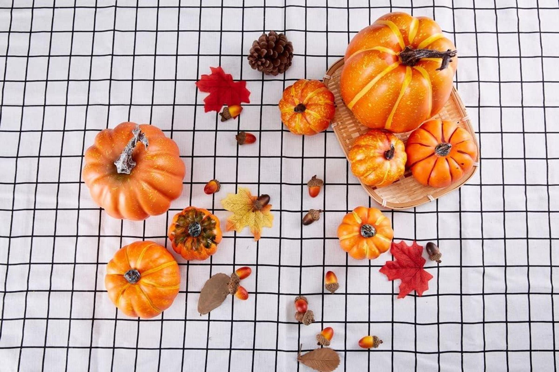 8er Set Künstliche Ernte Kürbisse Herbst Halloween Thanksgiving