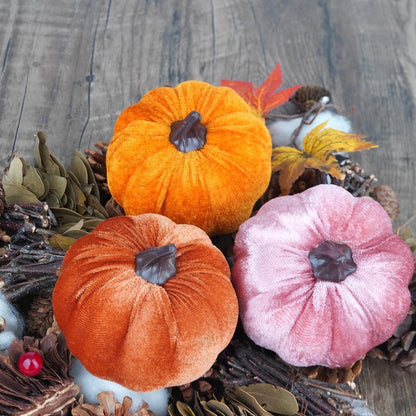 12 Künstliche Kürbisse Herbst Deko Set - 3 Größen & Farben