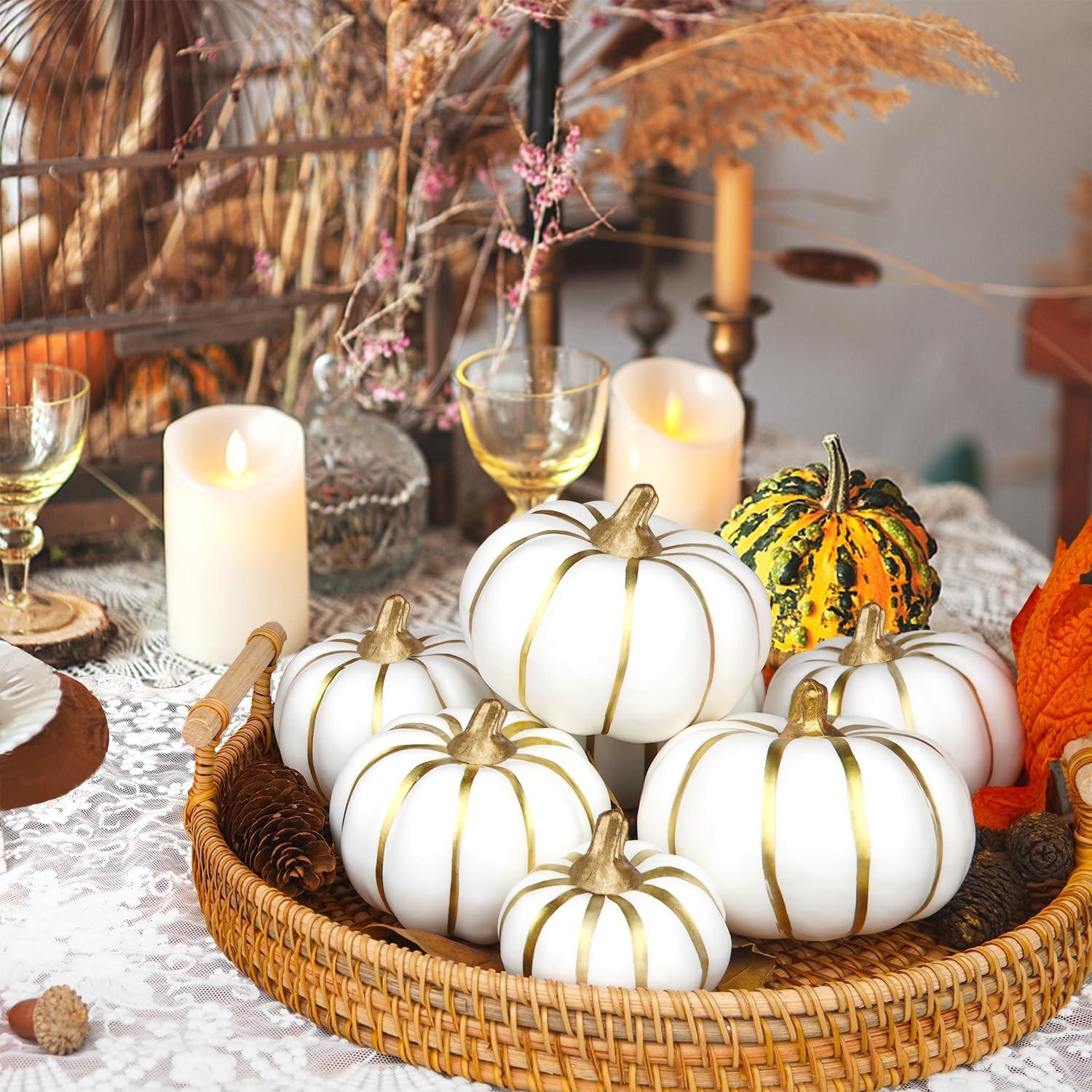 Künstliche Kürbisse Set 12 Stück Herbst Halloween Deko