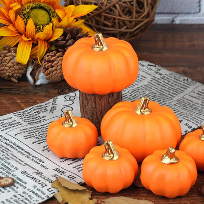 12Pcs Künstliche Kürbisse Set Orange Herbst Halloween Deko