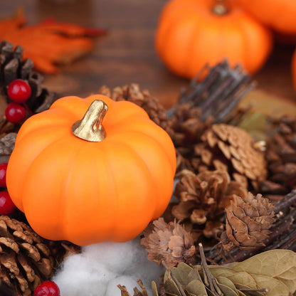 Künstliche Kürbisse 12er Set verschiedene Größen Orange Halloween Deko