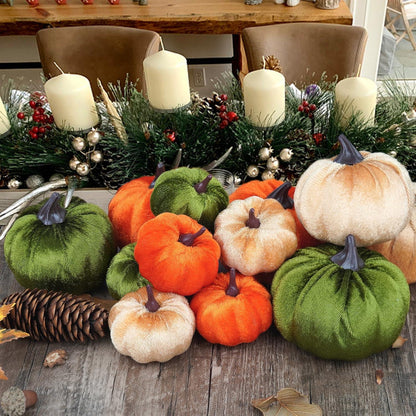 Künstliche Kürbisse Set 12 Stück Herbst Thanksgiving