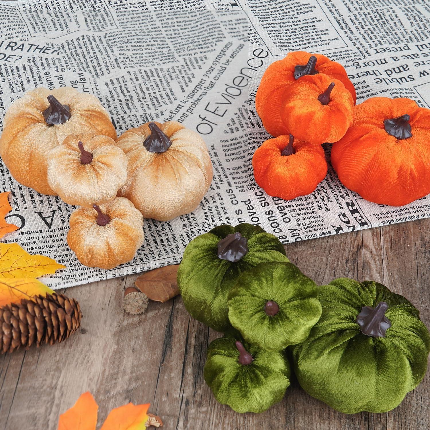 12 Stück Künstliche Ernte Kürbisse Set Herbst Dekoration Halloween Thanksgiving