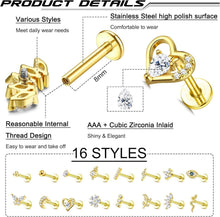 16 Stück 16G Helix Tragus Piercing Set Damen Chirurgenstahl