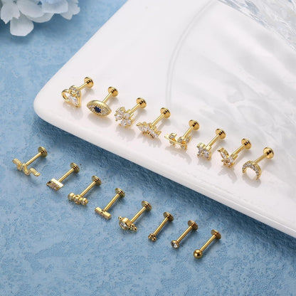 16 Stück 16G Helix Tragus Piercing Knorpel Ohrringe Damen