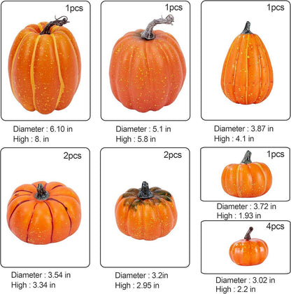 12 Stück Künstliche Große Faux Herbst Ernte Kürbisse Halloween