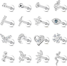 16 Stück Helix Tragus Piercing Knorpel Ohrringe Set CZ Silber