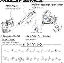 16 Stück 16G Helix Tragus Piercing Set Chirurgenstahl CZ