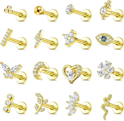 16 Stück Helix Tragus Piercing Knorpel Ohrringe Chirurgenstahl