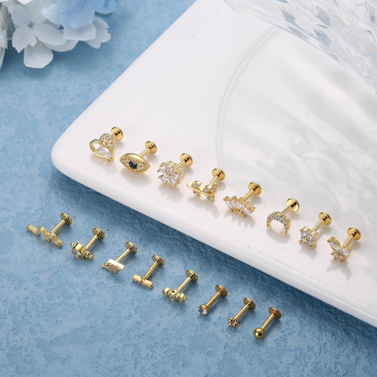 16G Helix Tragus Piercing Knorpel Ohrringe Damen Chirurgenstahl CZ