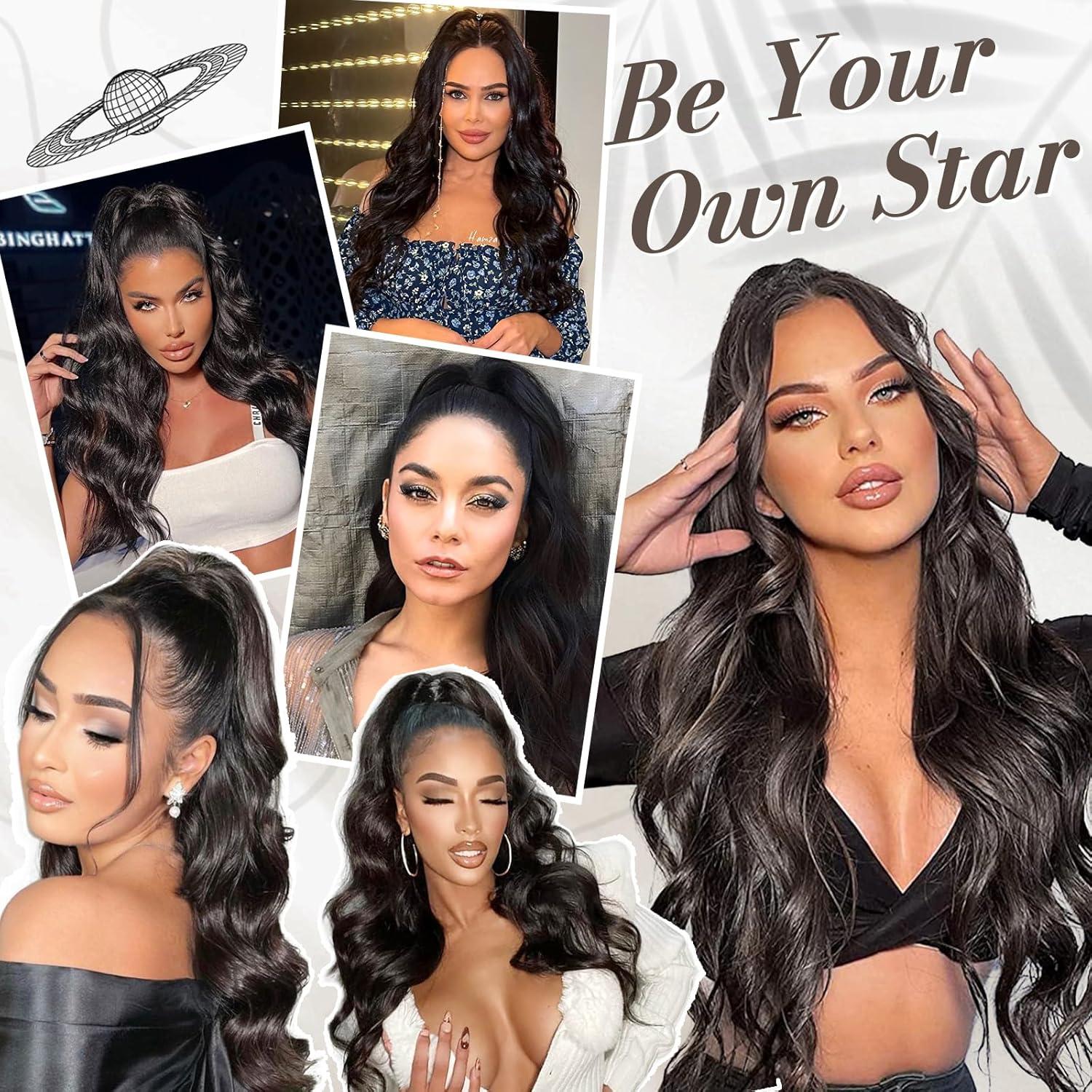 BARSDAR Wellige Locken Pferdeschwanz Haarverlängerung 50cm Ponytail Extension