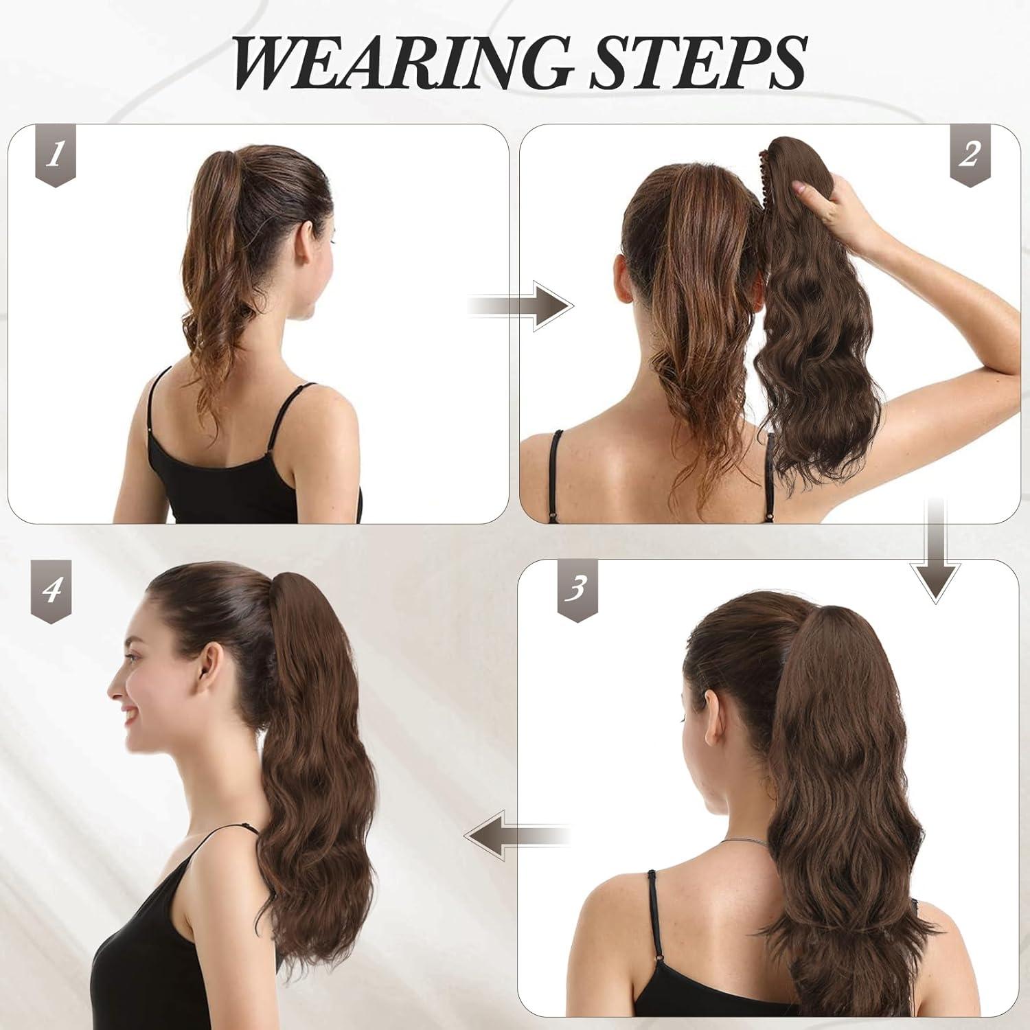 Lockige Pferdeschwanz Haarverlängerung mit Krallen Clip, 50 cm