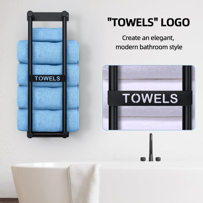 Badezimmer Handtuchhalter Schwarz 56cm Wandmontage für große Handtücher