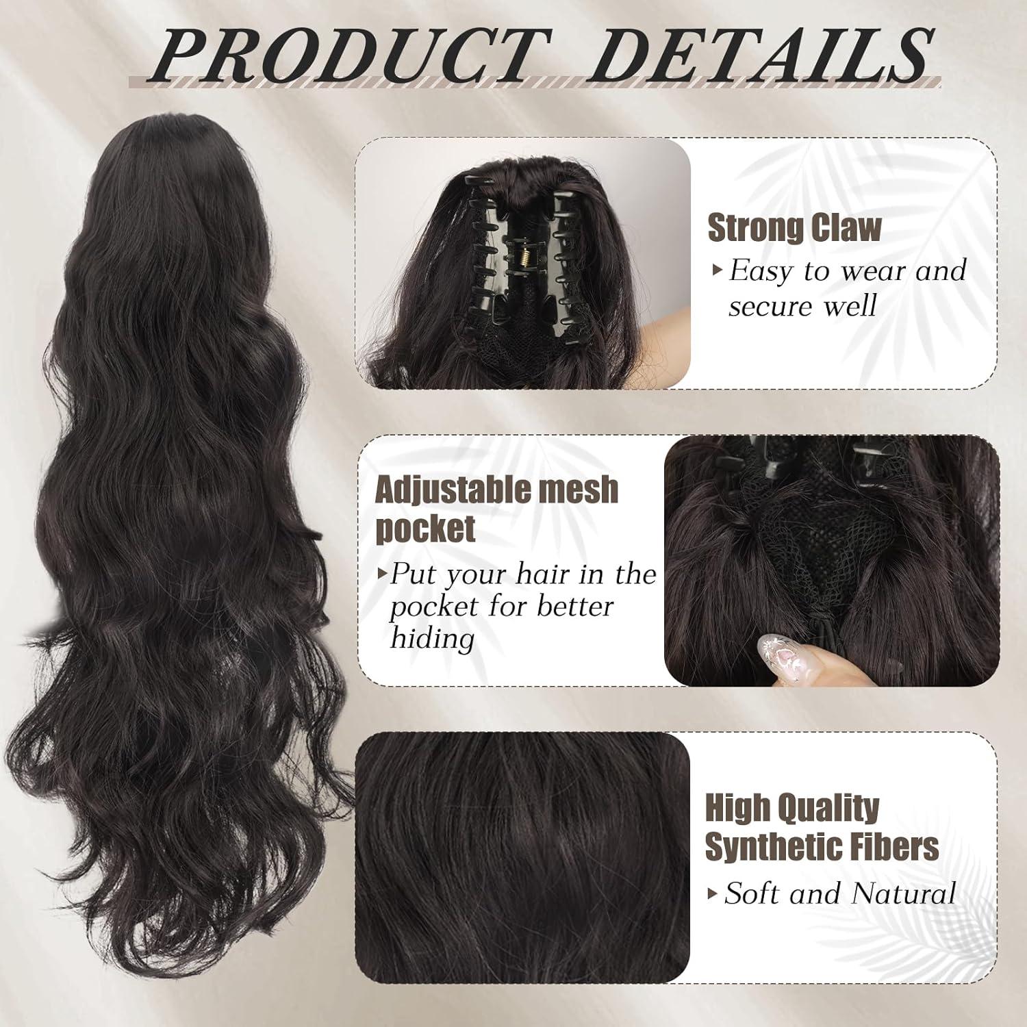 Lockige Pferdeschwanz Haarverlängerung 50 cm synthetisch welliger Clip