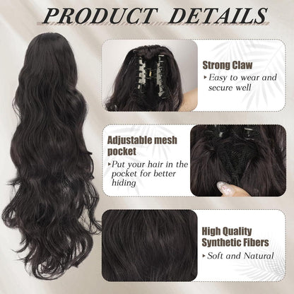 Lockige Pferdeschwanz Haarverlängerung 50 cm synthetisch welliger Clip