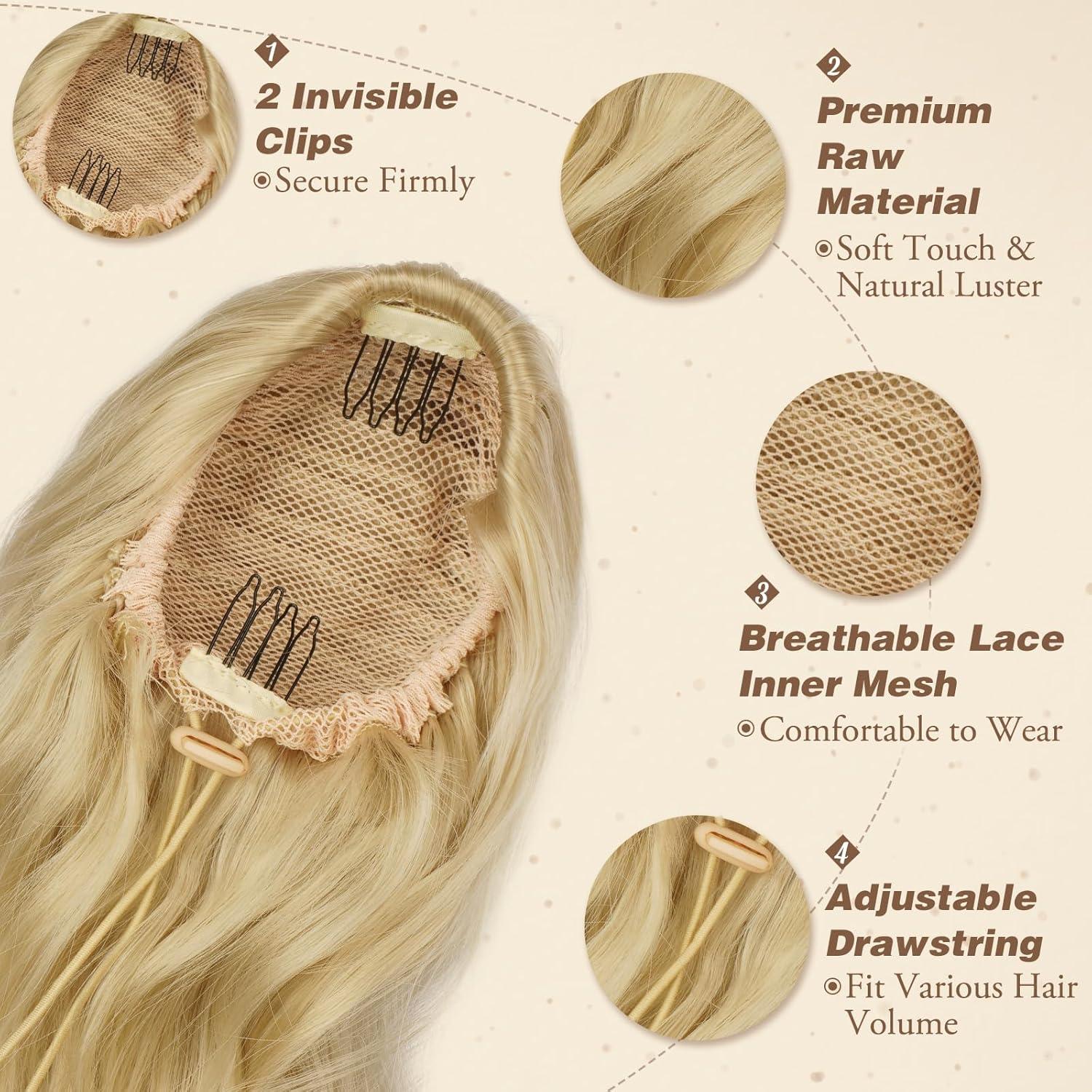 Locken Kordelzug Pferdeschwanz Haarteil 40 cm - Wellige Ponytail Extension
