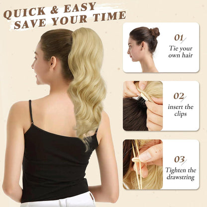 Locken Kordelzug Pferdeschwanz Haarverlängerung 40 cm - Synthetisch
