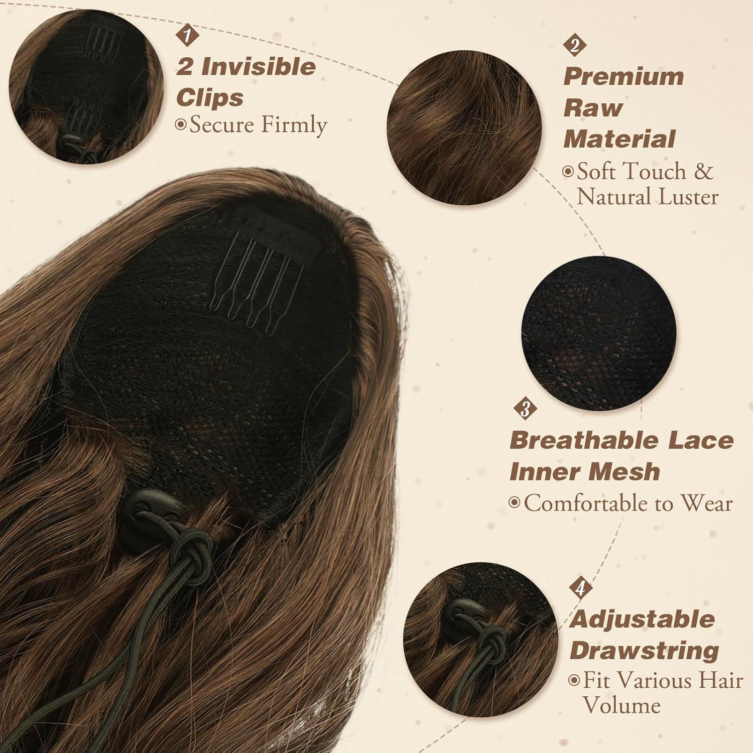 Locken Kordelzug Pferdeschwanz Haarteil Synthetisch Frauen Mädchen