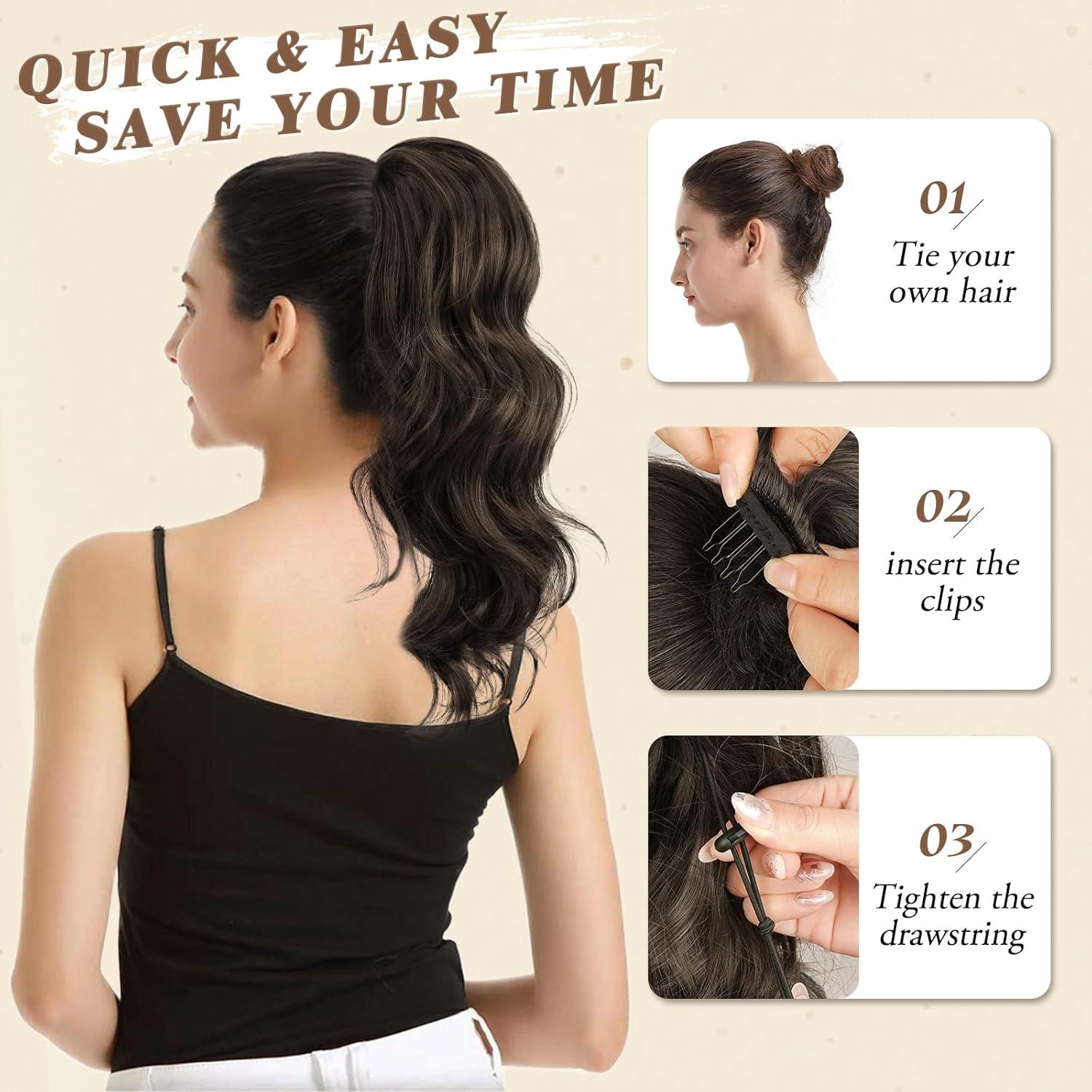 Locken Kordelzug Pferdeschwanz Haarteil 40 cm, Synthetisches