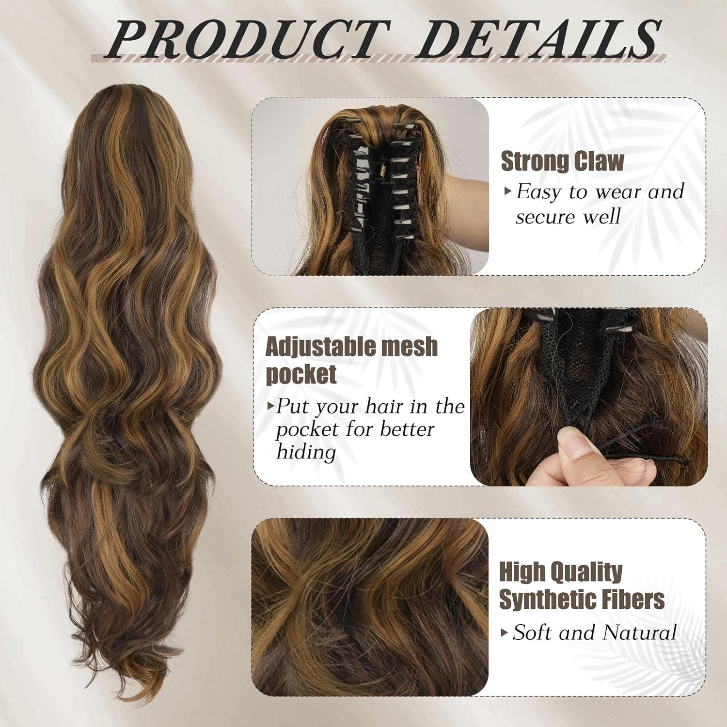 Lockige Pferdeschwanz Haarverlängerung mit Krallenclip 50 cm