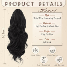 Locken Pferdeschwanz 40 cm Schwarz, Synthetisch, Mädchen