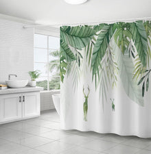 Duschvorhang Wasserdicht 180x180cm Grün Blätter Blumen Polyester