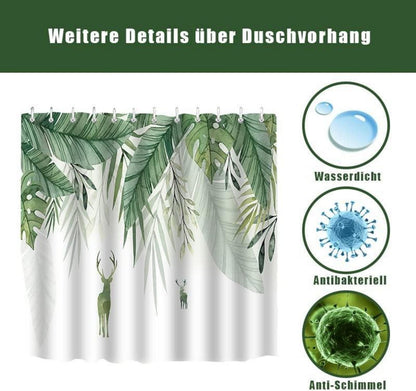 Grüner Duschvorhang 180x180 cm Wasserdicht Polyester Badevorhang