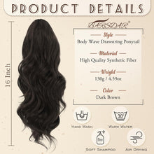 Locken Kordelzug Pferdeschwanz Haarteil 40 cm Dunkelbraun
