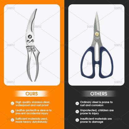 Lost Deer Küchenschere aus Edelstahl für Huhn, Geflügel, Fisch & Gemüse