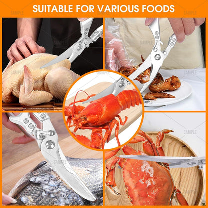 Küchenschere Edelstahl für Huhn Fleisch Gemüse Fisch 25 cm