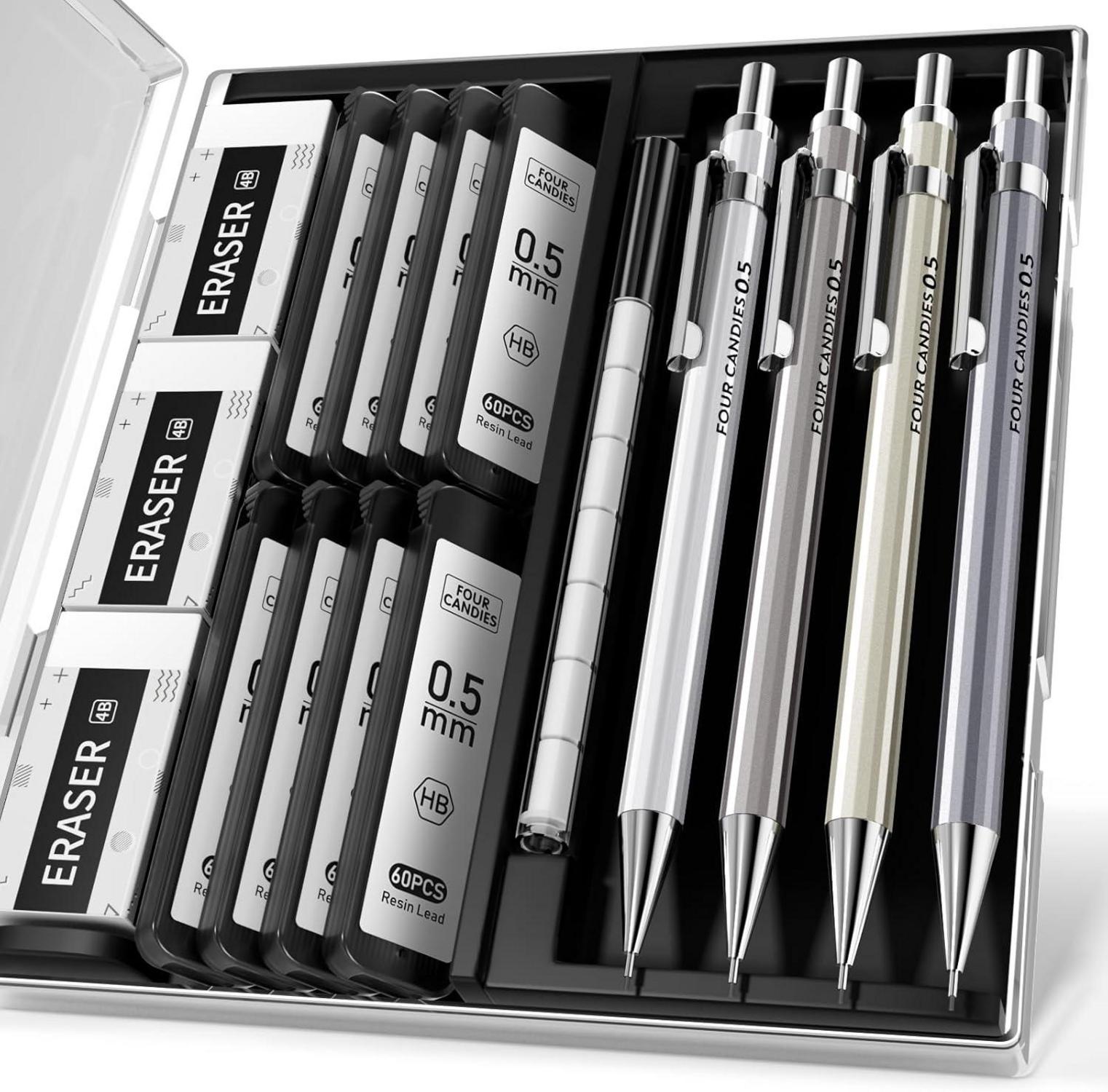 Professionelle Druckbleistift Set mit 8 Tuben HB Blei & 3