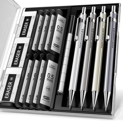 Professionelle Druckbleistift Set mit 8 Tuben HB Blei & 3