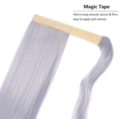 Pferdeschwanz Extension Grau 55cm – Synthetik Haarverlängerung