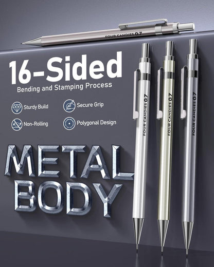 Professionelles Druckbleistift Set 0,7 mm HB Blei, 4 Stück