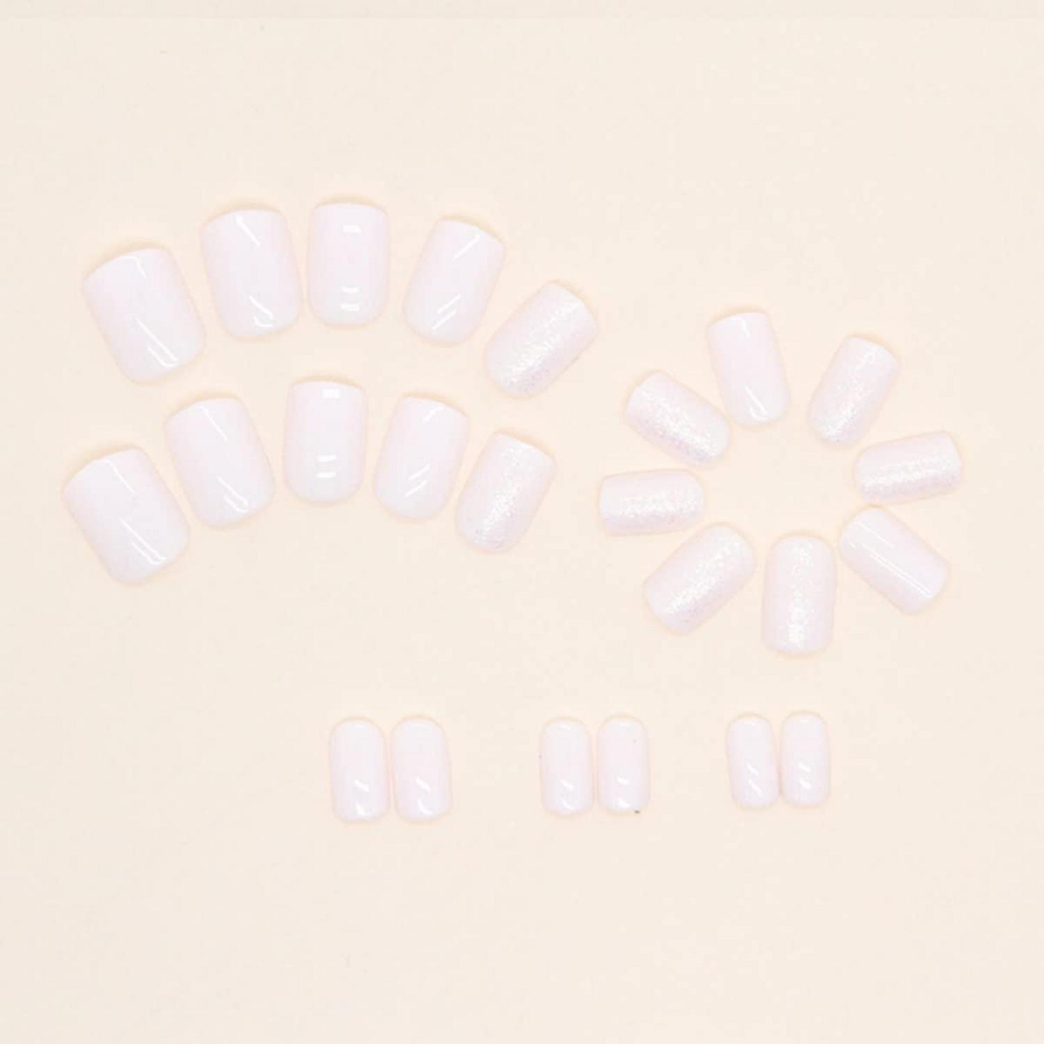 JUSTOTRY Milky Glitzer Nägel, 24 Stück Short French Press on