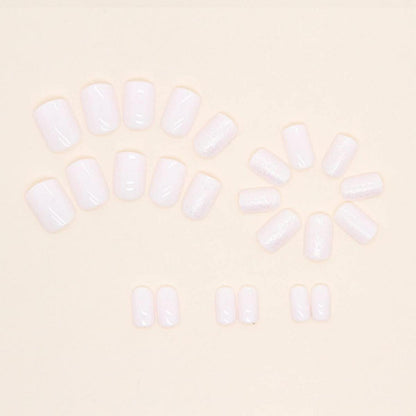 JUSTOTRY Milky Glitzer Nägel, 24 Stück Short French Press on