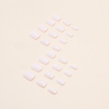 24 Stück Milky Glitzer Glossy French Press on Nägel Weiß Fingernägel