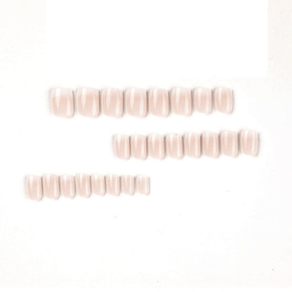 24 Stück Beige Eckig Nägel Zum Aufkleben Kurz Gradient und