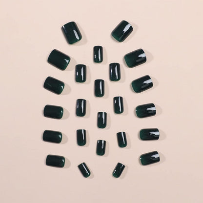 24 Stück Olive Green Einfarbig Eckig Nägel Zum Aufkleben
