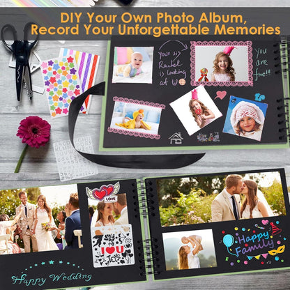 DIY Fotoalbum Scrapbook 80 Schwarze Seiten mit Zubehör 30x21cm