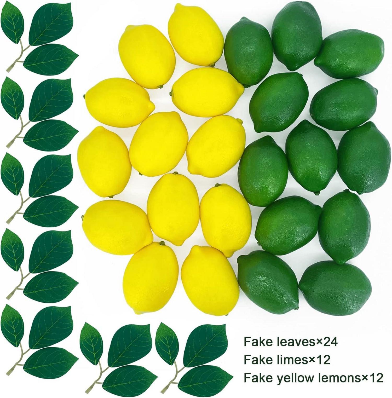 48 Stück Künstliche Zitronen Limetten Deko Fake Früchte avec