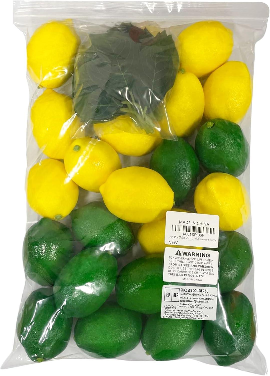 Künstliche Zitronen Deko 48 Stück für Tischdeko und Obstschalen