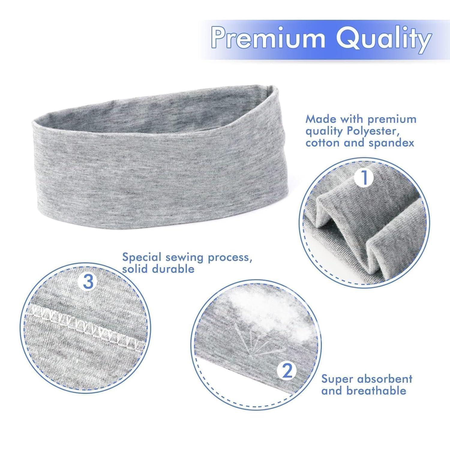 Stirnband Damen Sommer Sport 3er Pack Baumwolle Yoga Fitness Grau