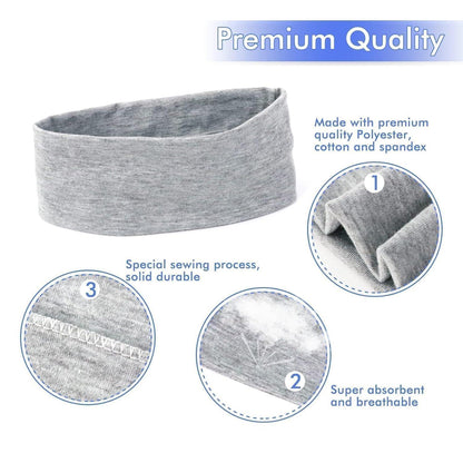 Stirnband Damen Sommer Sport 3er Pack Baumwolle Yoga Fitness Grau