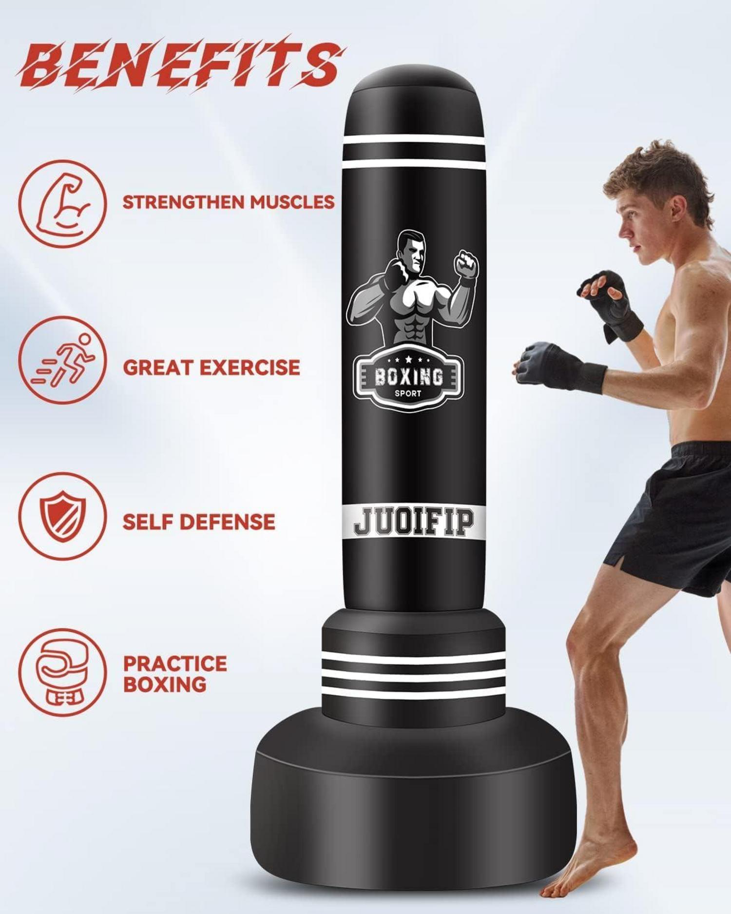 Freistehender Boxsack 175 cm mit Ständer - Aufblasbarer Punching Bag MMA Muay