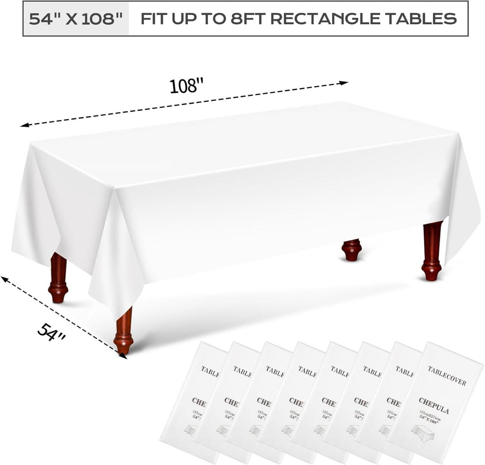 Einweg Tischdecke Weiß 8 Stück 137x274cm Wasserdicht Geburtstag Party